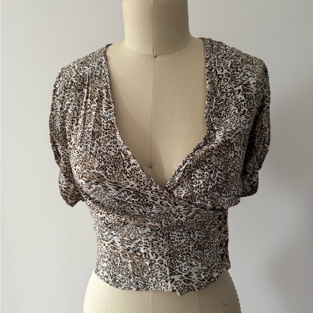 Leopard Print Wrap Top